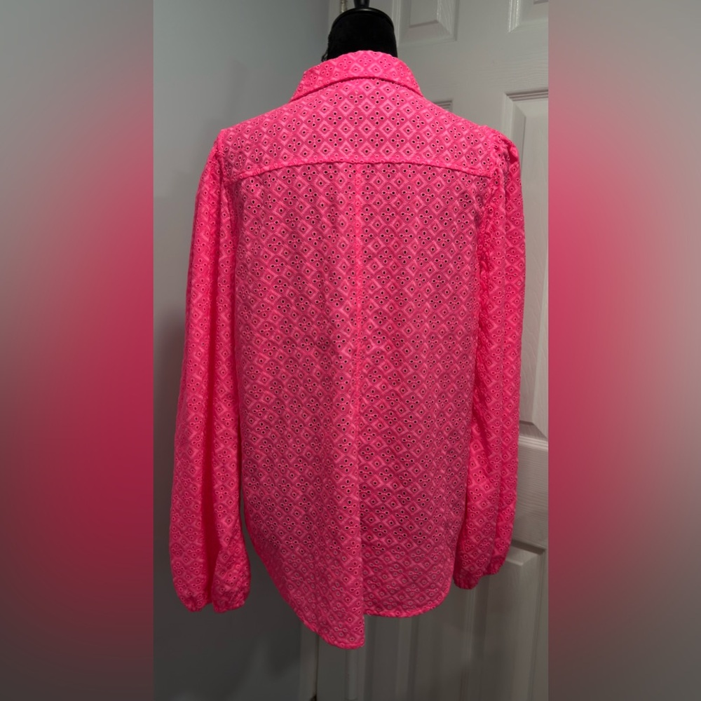Lilly Pulitzer Bright Pink Eyelet Blouse - Picture 9 of 11